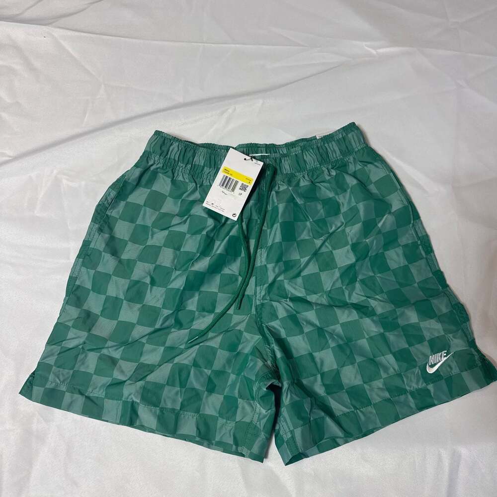 Nike Men's Woven‎ Checkerboard Flow Shorts, Green Tone-on-Tone, Size S